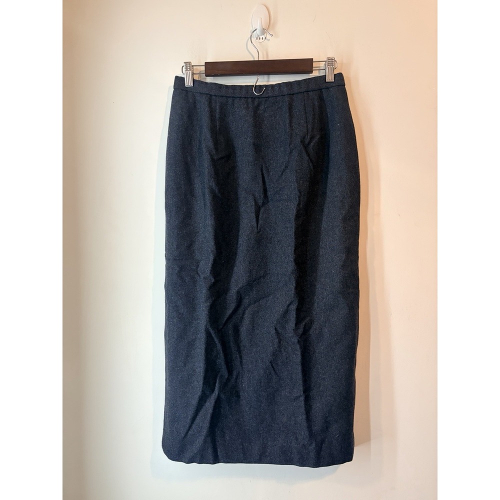 Vintage Pendleton 100% Wool Pencil Skirt Long Gray Size 8 Made In USA Minimalist